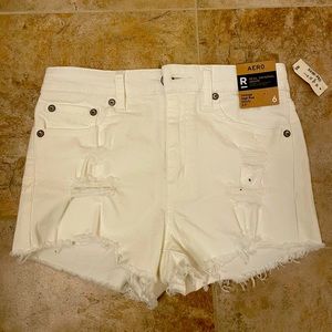 White high rise jean shorts from Aeropostale.